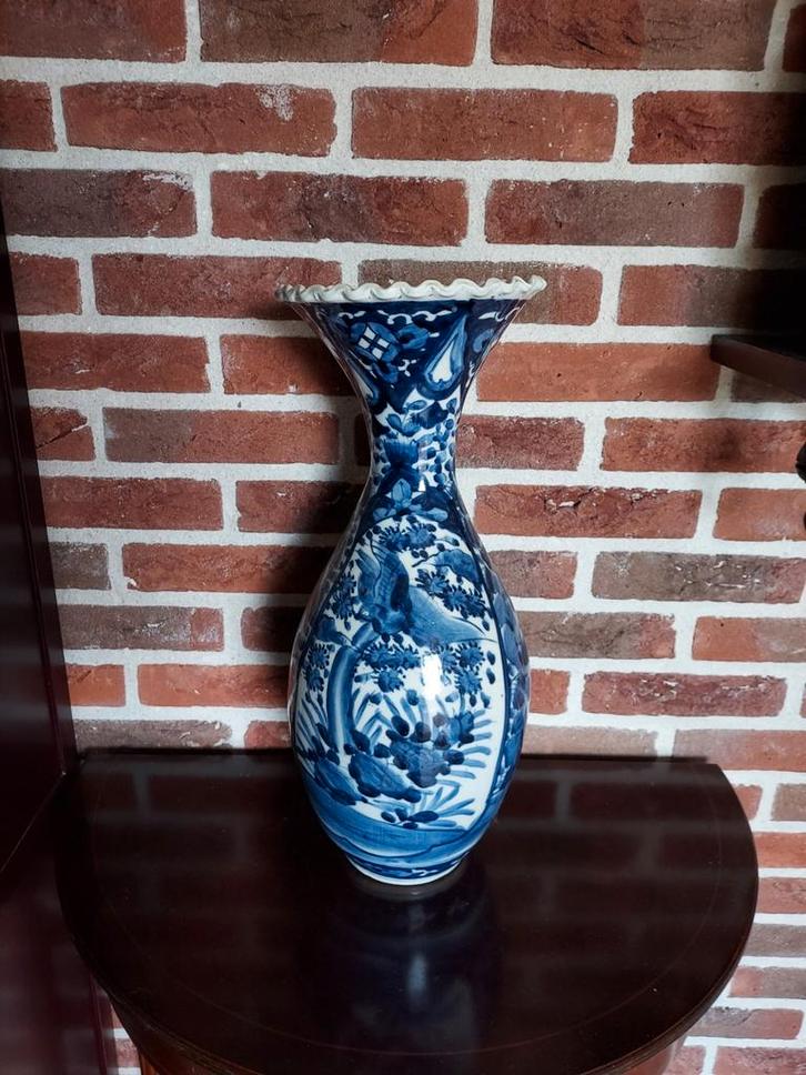 Blauw-Witte Kraagvaas - 46 cm, Antiek en Kunst, Antiek | Vazen, Ophalen