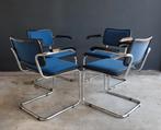 4 x Thonet S64 Marcel Breuer Cesca stoelen buisframe chairs, Huis en Inrichting, Stoelen, Blauw, Ophalen of Verzenden, Zo goed als nieuw