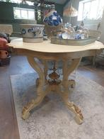 Antieke spinkoptafel beige/oud goud bronzé., Antiek en Kunst, Ophalen