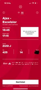 Ajax-excelsior kaarten 2x topplekken boven de f side, Tickets en Kaartjes, Twee personen