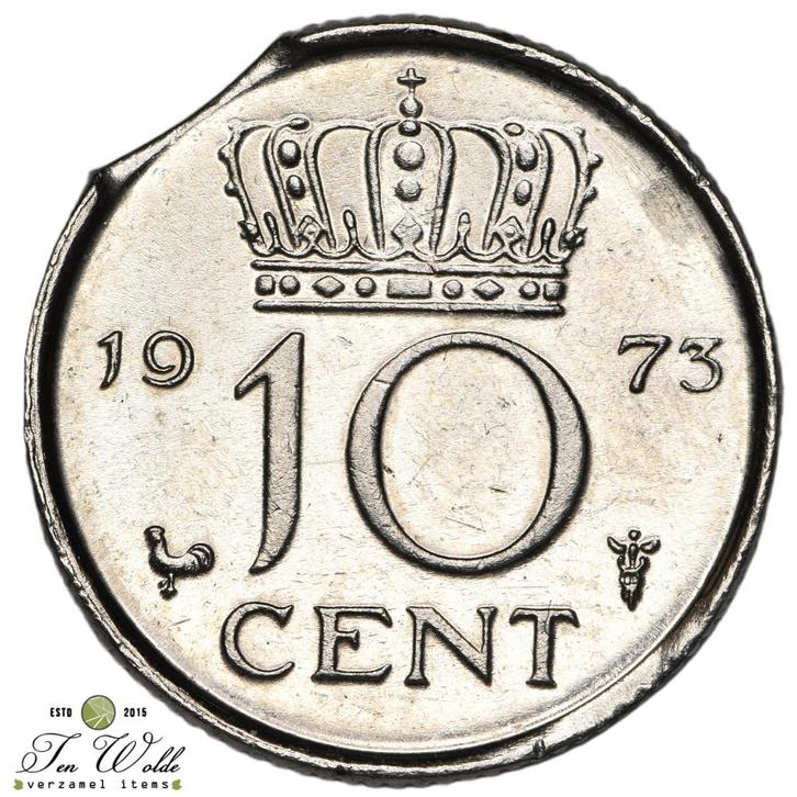 Nederland 10 Cent 1973 misslag., Postzegels en Munten, Munten | Nederland, Losse munt, 10 cent, Koningin Juliana, Ophalen of Verzenden
