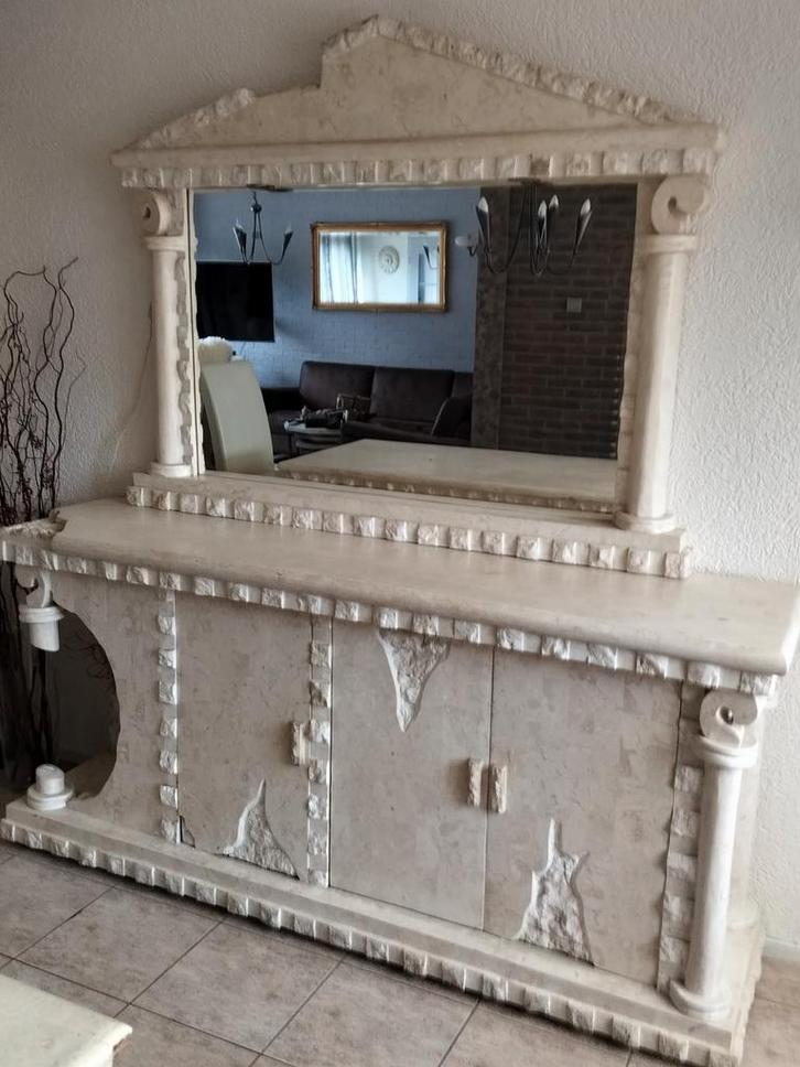 Dressoir met Spiegel - ook apart te koop, Huis en Inrichting, Kasten | Dressoirs, Gebruikt, 150 tot 200 cm, 25 tot 50 cm, Met deur(en)