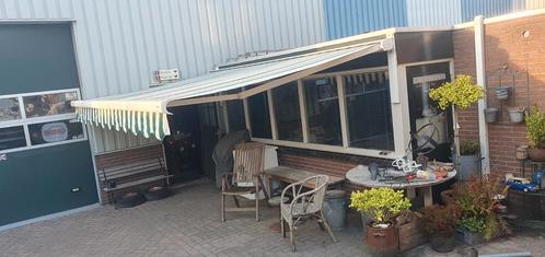 zonnescherm met buismotor en schakelaar, Tuin en Terras, Zonneschermen, Gebruikt, Knikarmscherm, 150 tot 300 cm, 450 cm of meer