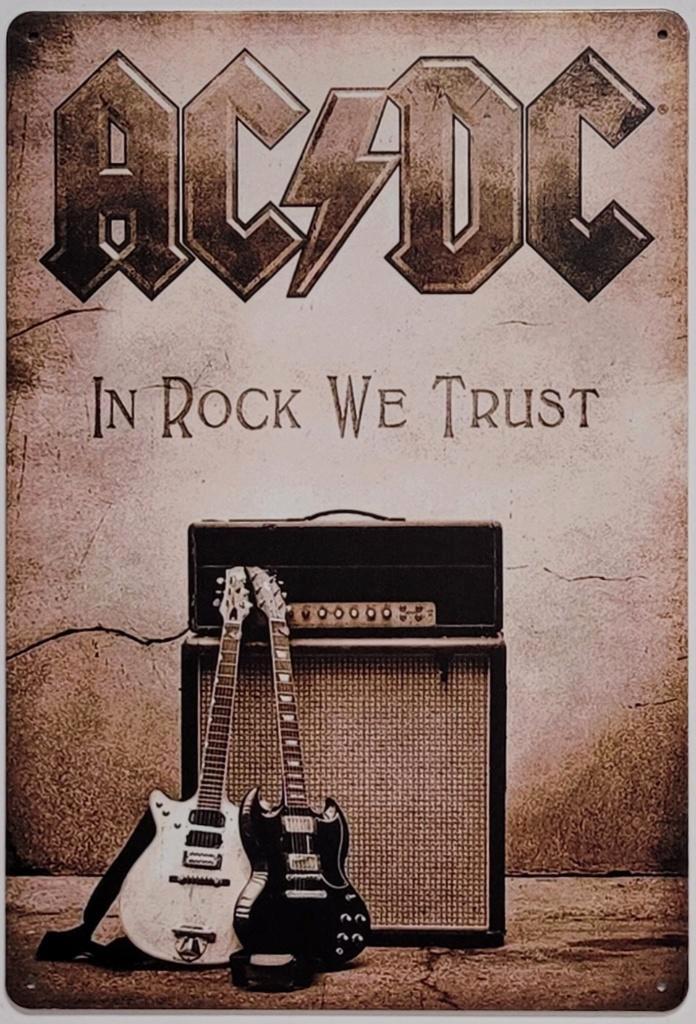 ACDC in rock we trust reclamebord van metaal wandbord deco, Verzamelen, Muziek, Artiesten en Beroemdheden, Nieuw, Foto of Kaart