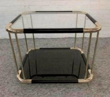 Tafel zwart messing bijzettafel DeKnudt Willy Rizzo stijl beschikbaar voor biedingen