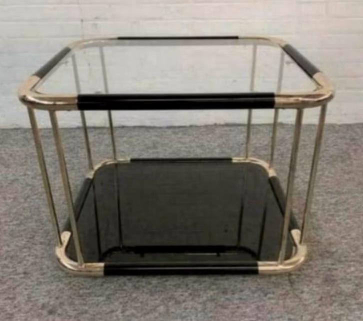 Tafel zwart messing bijzettafel DeKnudt Willy Rizzo stijl, Huis en Inrichting, Tafels | Bijzettafels, Ophalen of Verzenden