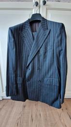 Chique double-breasted Dormeuil antraciet krijtstreepkostuum, Kleding | Heren, Kostuums en Colberts, Overige, Overige maten, Ophalen of Verzenden
