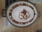 Vintage dienblad tin met porselijn, Huis en Inrichting, Woonaccessoires | Dienbladen, Ophalen of Verzenden, Gebruikt, Ovaal, Metaal