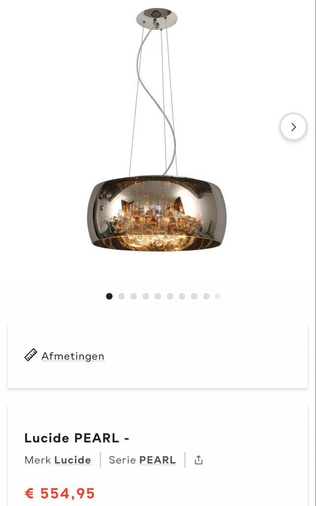 Moderne Lucide Pearl Hanglamp, Huis en Inrichting, Lampen | Hanglampen, Gebruikt, 50 tot 75 cm, Glas, Ophalen of Verzenden