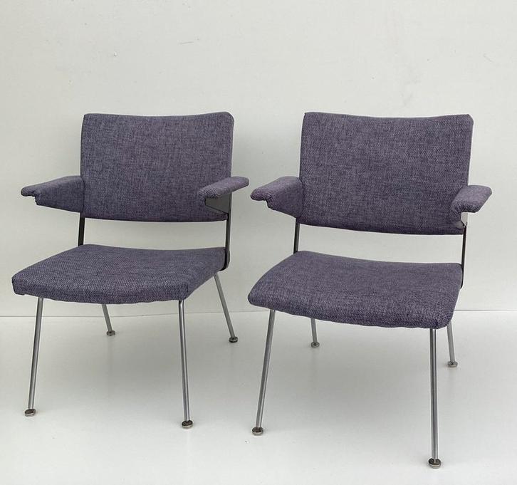 Gispen fauteuils, Huis en Inrichting, Fauteuils, Gebruikt, Metaal, Stof, Overige materialen, 50 tot 75 cm, 75 tot 100 cm, Ophalen