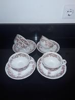 4 Villeroy en boch Valeria rood theekop en schotels, Verzenden, Zo goed als nieuw, Overige stijlen, Kop(pen) en/of Schotel(s)