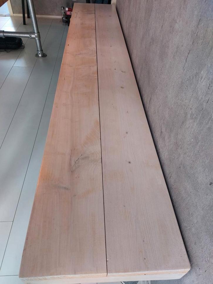 Heel mooi ligt houten bankje, Huis en Inrichting, Banken | Bankstellen, Gebruikt, 200 tot 250 cm, Minder dan 75 cm, Hout, Ophalen of Verzenden
