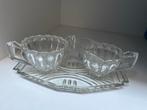 Vintage Kristallen Suiker- en Melkstel met Dienblad, Antiek en Kunst, Ophalen
