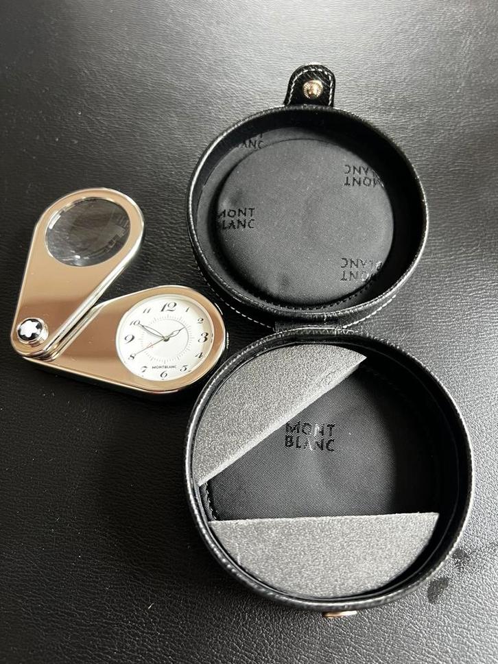 Montblanc 7055 Travel Alarm Clock met loupe, Witgoed en Apparatuur, Wekkers, Zo goed als nieuw, Analoog, Ophalen of Verzenden
