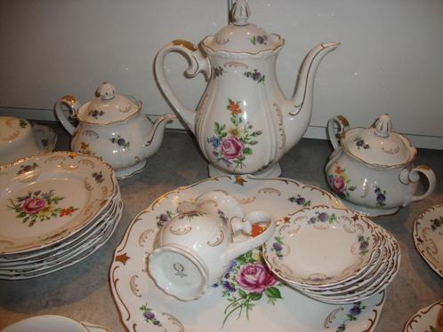 Vintage Reichenbach Floral thee koffie servies GDR, Huis en Inrichting, Keuken | Servies, Zo goed als nieuw, Compleet servies