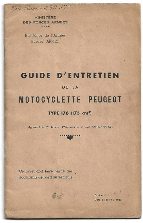 Peugeot 175 cc type 176 guide entretien handleiding (7505z), Motoren, Handleidingen en Instructieboekjes, Overige merken, Ophalen of Verzenden