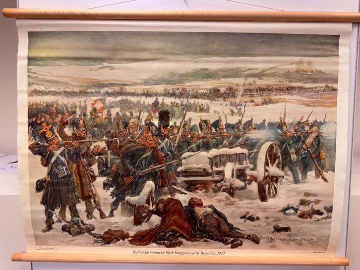 Historische schoolplaat Hollandse infanterie 1813, Antiek en Kunst, Antiek | Schoolplaten, Geschiedenis, Ophalen of Verzenden
