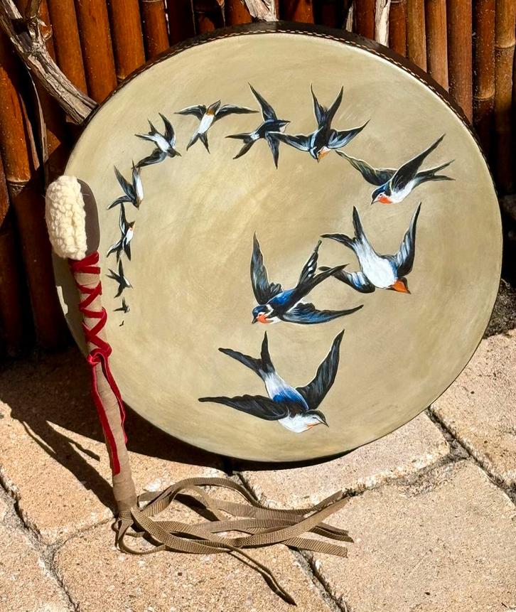 OVERGEDRAGEN Sjamanendrum Zwaluw 42 cm Levensboom, Muziek en Instrumenten, Percussie, Nieuw, Ophalen of Verzenden