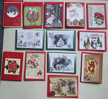 Set 25x zelfgemaakte kerstkaarten / wenskaarten kerst (v) beschikbaar voor biedingen