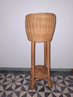 Vintage rotan plantenstandaard - 75 cm hoog, Huis en Inrichting, Woonaccessoires | Zuilen en Pilaren, Ophalen of Verzenden, Gebruikt