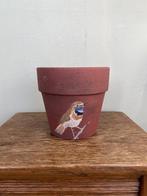 Handbeschilderde bloempot vogel Blauwborst, Rond, Ophalen of Verzenden, Zo goed als nieuw, Aardewerk