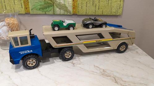 Grote Vintage Tonka Vrachtwagen Oplegger met 2 Tonka auto's, Kinderen en Baby's, Speelgoed | Speelgoedvoertuigen, Gebruikt, Ophalen