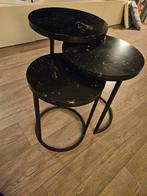 Kwantum zwarte marmerlook bijzettafels, Huis en Inrichting, Tafels | Bijzettafels, Minder dan 55 cm, Metaal of Aluminium, Rond