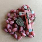 79-72 prachtige antiek roze glas rozenkrans, Ophalen of Verzenden