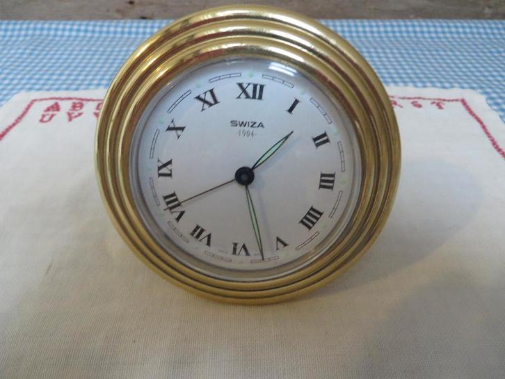 Swiza koperen 1904 quartz wekker, Antiek en Kunst, Antiek | Klokken, Ophalen of Verzenden