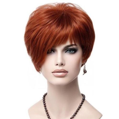 A-symetrische pruik rood kort steil haar kleur 130, Sieraden, Tassen en Uiterlijk, Uiterlijk | Haarverzorging, Nieuw, Pruik of Haarverlenging