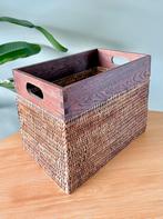 Vintage rotan mand bak opbergdoos Birma riet, Ophalen of Verzenden, Gebruikt, Rechthoekig