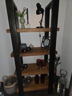 Boekenkast van Mangohout en staal, Huis en Inrichting, Kasten | Boekenkasten, Ophalen, Met plank(en), 50 tot 100 cm, Zo goed als nieuw