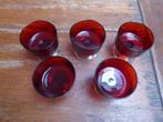 5 robijnrode champagne coupes, Luminarc, Antiek en Kunst, Antiek | Glas en Kristal, Ophalen of Verzenden