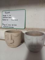 Bloempot, plantenpot, sierpot, gezicht 2 stuks, Ophalen, Rond, Aardewerk, Minder dan 40 cm
