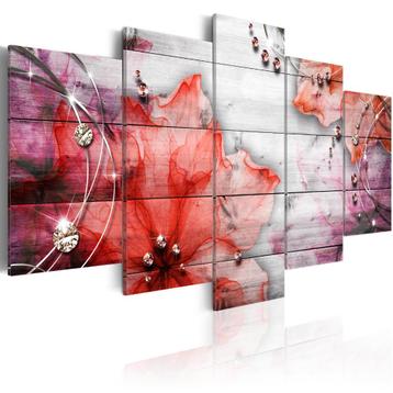 444 Abstract Rood Art 5 Luik Canvas Schilderij 200x100 Nieuw beschikbaar voor biedingen