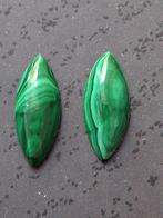 Paar Malachiet cabochons (Navette) - afmeting  1.5 x 0.5 cm, Sieraden, Tassen en Uiterlijk, Edelstenen, Verzenden, Nieuw