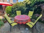 Nette metalen tuinset, ronde tafel met 4 stoelen, Tuin en Terras, Ophalen, Gebruikt, Overige materialen