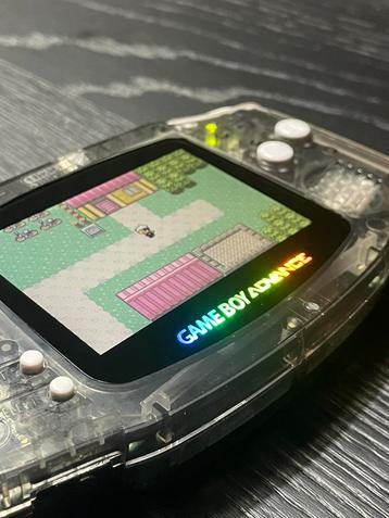 Nintendo GBA refurbished & upgrade IPS v3, clear black shell beschikbaar voor biedingen
