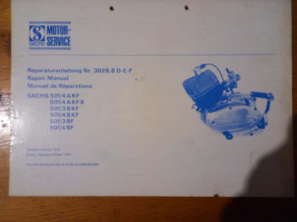 Sachs repair manual  nr 3028.8 D-E-F   501, Fietsen en Brommers, Ophalen, Nieuw