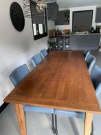 Blauw leren stoelen op wieltjes, Huis en Inrichting, Ophalen, Gebruikt, Klassiek/modern, 4 tot 6 stoelen
