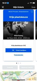 1 ticket voor Morressey in AFAS live do 19 juni as, Tickets en Kaartjes, Concerten | Overige, Eén persoon, Juni