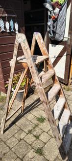 Stevige retro houten schilders trap, Doe-het-zelf en Verbouw, Ladders en Trappen, Ophalen, Minder dan 2 meter