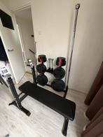 Complete Halterset met Bank, Gorilla Sports, Sport en Fitness, Fitnessmaterialen, Ophalen, Gebruikt, Benen, Halterset