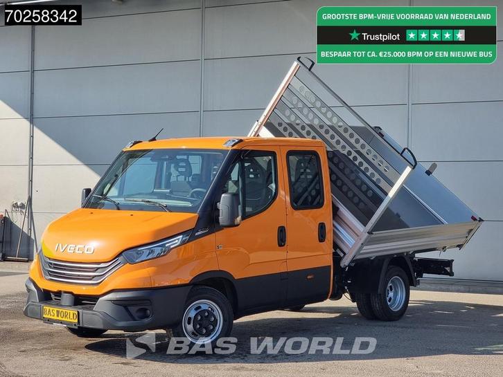 Iveco Daily 35C21 3-Zijdige Kipper Dubbel Cabine 210PK 3.0L, Auto's, Bestelauto's, Bedrijf, Te koop, Achteruitrijcamera, Airconditioning