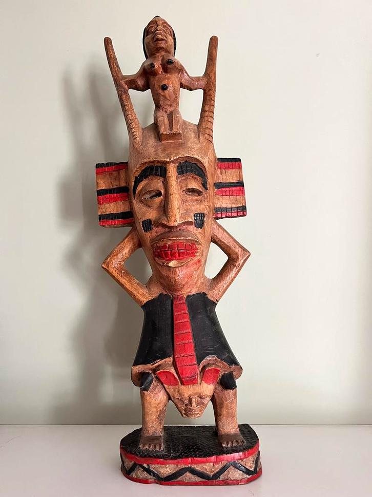 LOT: 2508N-Afrikaans Houten Beeld (groot formaat L73cm), Antiek en Kunst, Kunst | Beelden en Houtsnijwerken, Ophalen of Verzenden