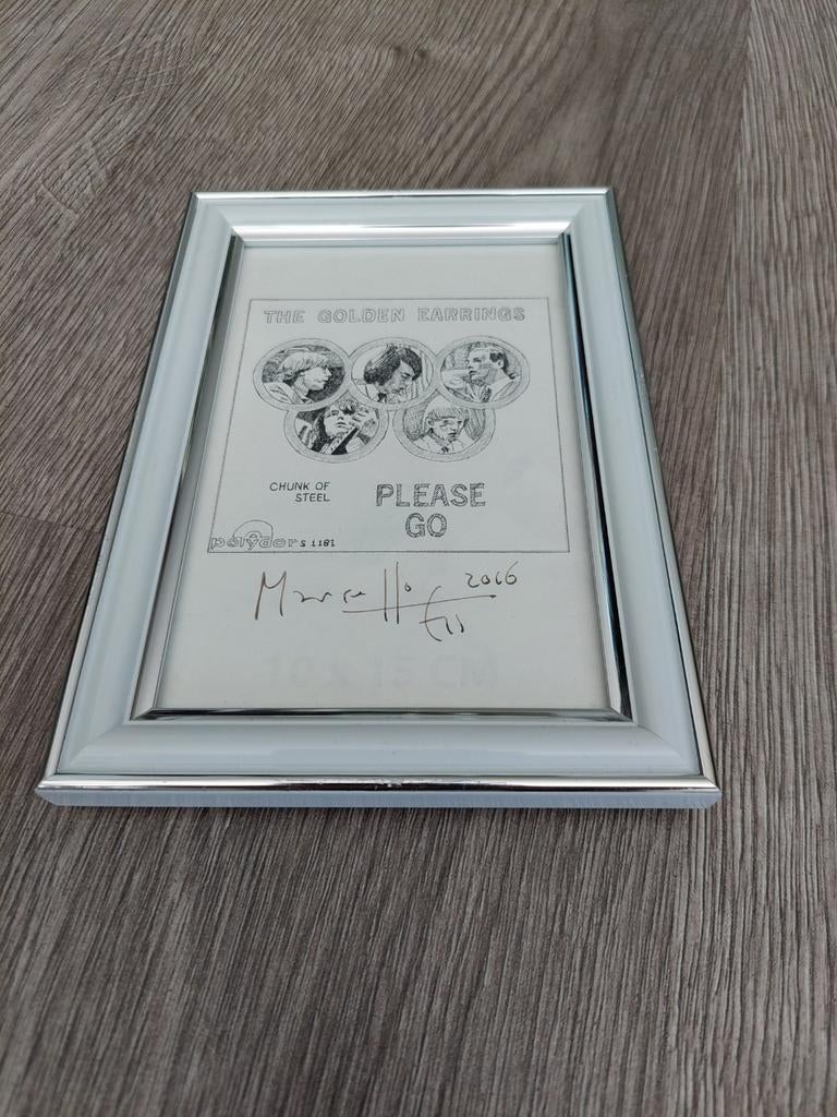 THE GOLDEN EARRING ,  gesigneerd cover art, Ophalen of Verzenden, Zo goed als nieuw, Poster, Artwork of Schilderij, Gesigneerd