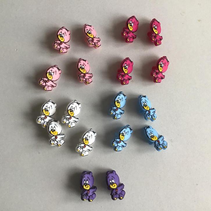 18 beren knopen wit paars roze - beer knoop kunststof NIEUW, Hobby en Vrije tijd, Naaien en Fournituren, Nieuw, Knoop of Knopen