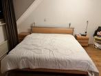 Bed, stalen frame met beukenhout, inclusief nachtkastjes, Huis en Inrichting, Slaapkamer | Bedden, Overige maten, 210 cm, Bruin