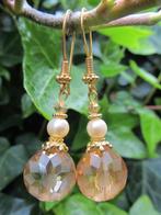 Oorbellen Magdeline kristalglas facet-parel-swarovski goud, Sieraden, Tassen en Uiterlijk, Oorbellen, Hangers, Bruin, Nieuw, Goud