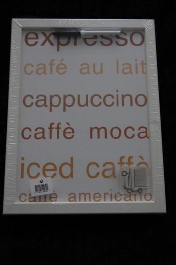memobord ophangbord koffie print met schrijfpen als set beschikbaar voor biedingen